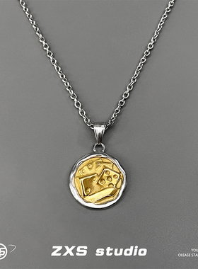 小众设计牌王筛子项链男潮