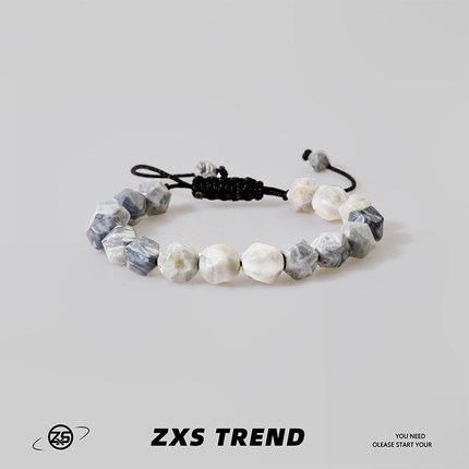 ZXS STUDIO复古不规则切面虎眼石手链男女高级感小众串珠手饰品潮