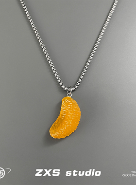 ZXS STUDIO简约橙色小橘子项链男女个性可爱创意礼物情吊坠配饰潮