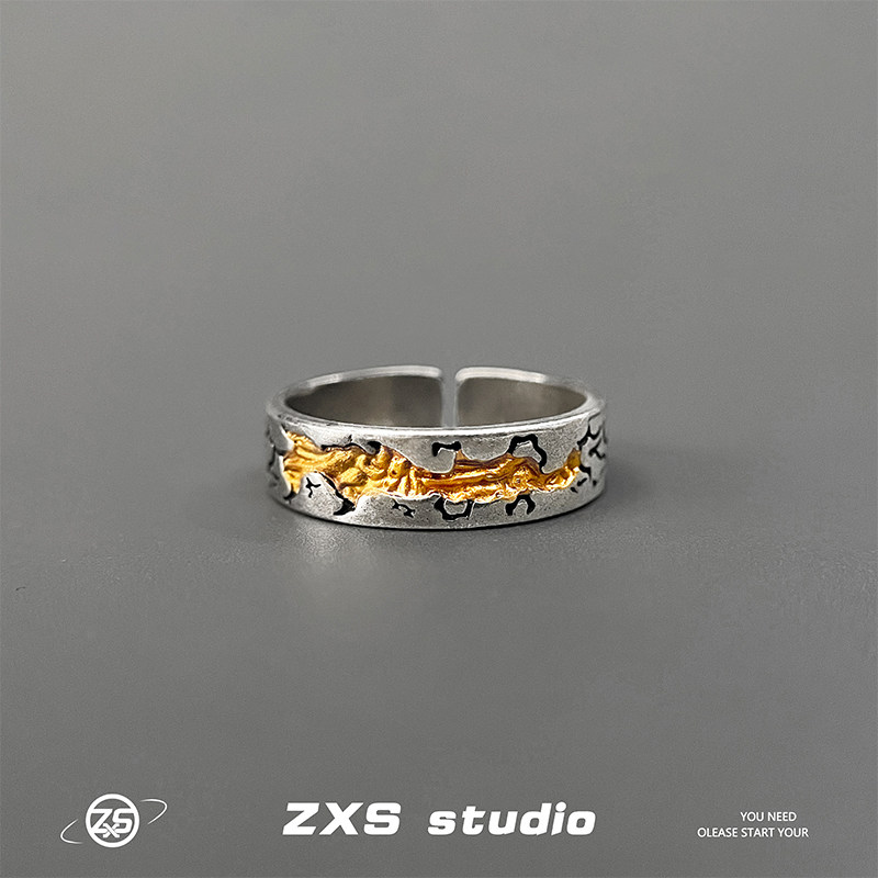 欧美复古地之裂痕戒指男潮