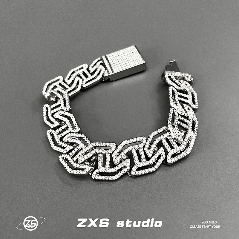 高级感Z形满钻古巴手链男潮