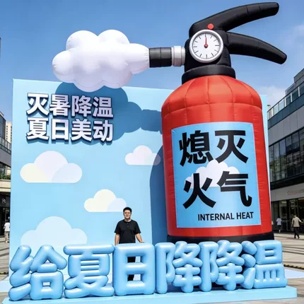 夏日巨型灭火器充气气模 商场户外网红打卡美陈 灭暑降温道具摆件