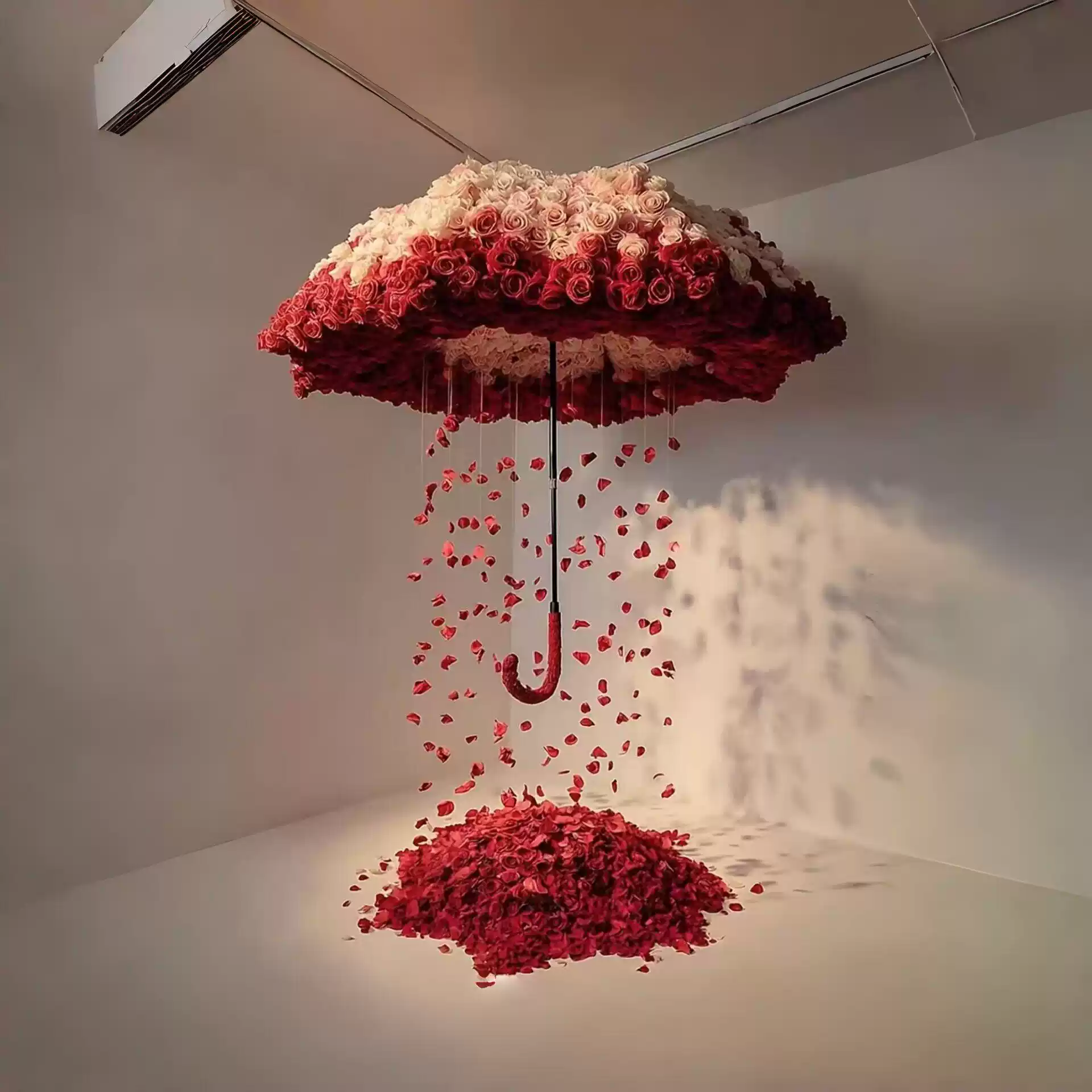 网红打卡雨伞造型花艺仿真花商场中庭户外公园景区引流打卡场景