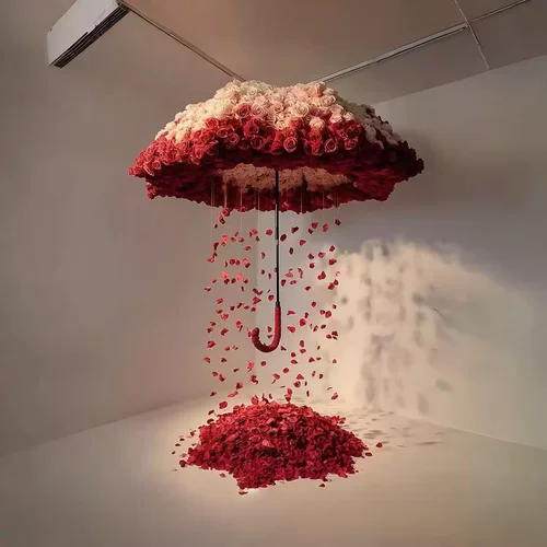网红雨伞造型仿真花引流打卡