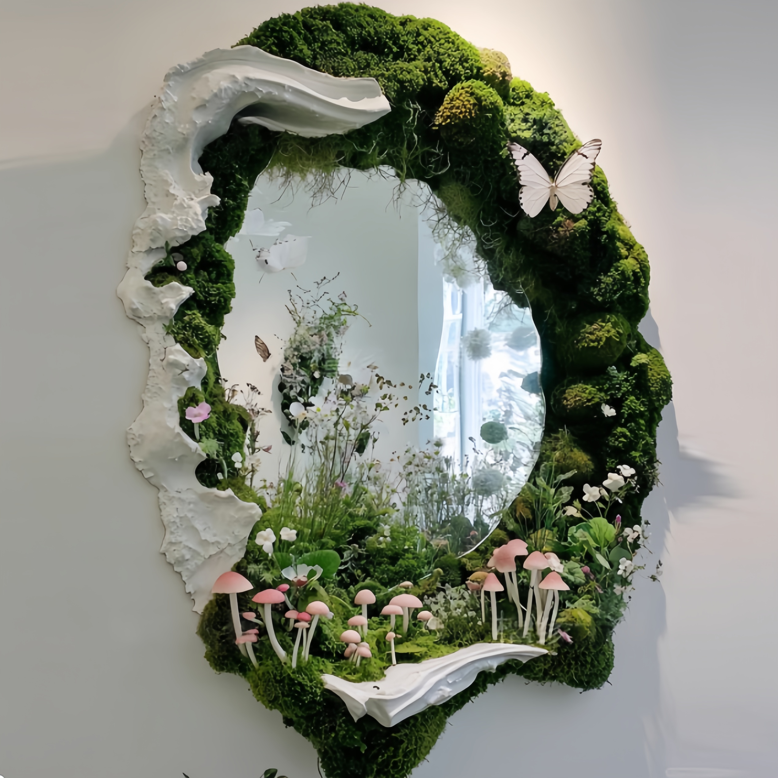 网红镜子装饰苔藓植物diy微景观全身镜改造打卡拍照绿植美陈布景