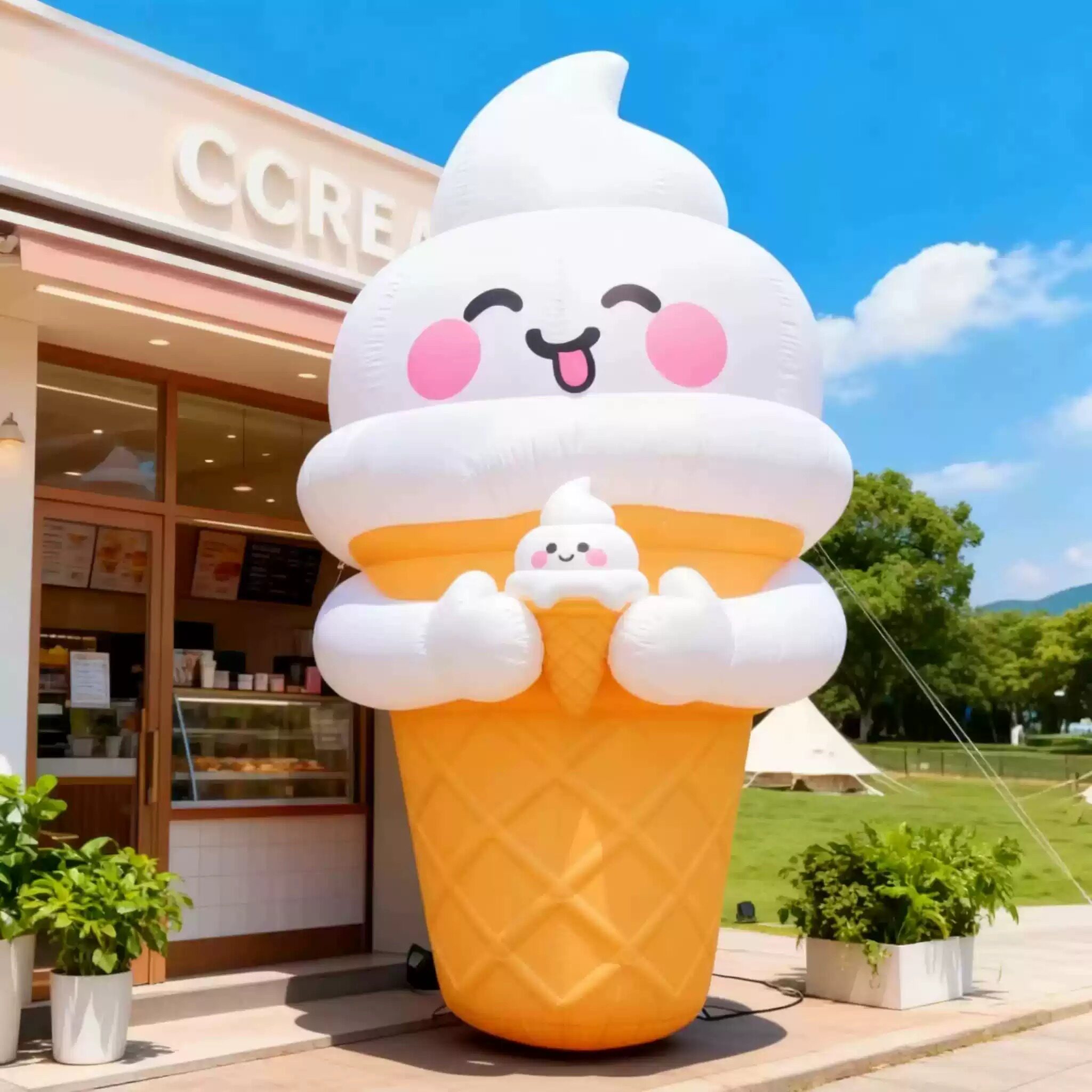 夏季网红打卡巨型冰淇淋气模景区快闪活动奶茶店甜水店商场引流