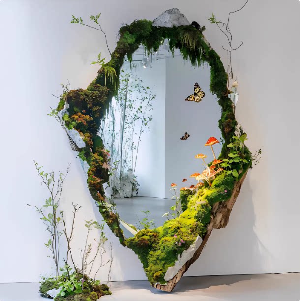 苔藓镜子仿真青苔植物diy微景观全身镜改造打卡拍照绿植美陈布景图片