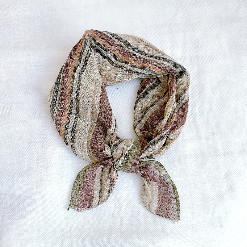 美拉德复古棕咖色棉麻小方巾领巾