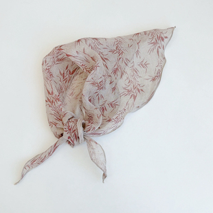 印花亚麻三角巾日系文艺护颈外搭小披肩小领巾麻本色腰封屁帘头巾