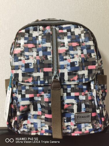 Frazzil/法姿休闲双肩背包新品黑色帆布简约旅行包欧风时尚女包潮