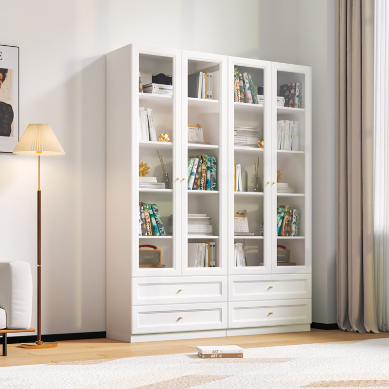 可比熊旗舰店实木书柜带玻璃门