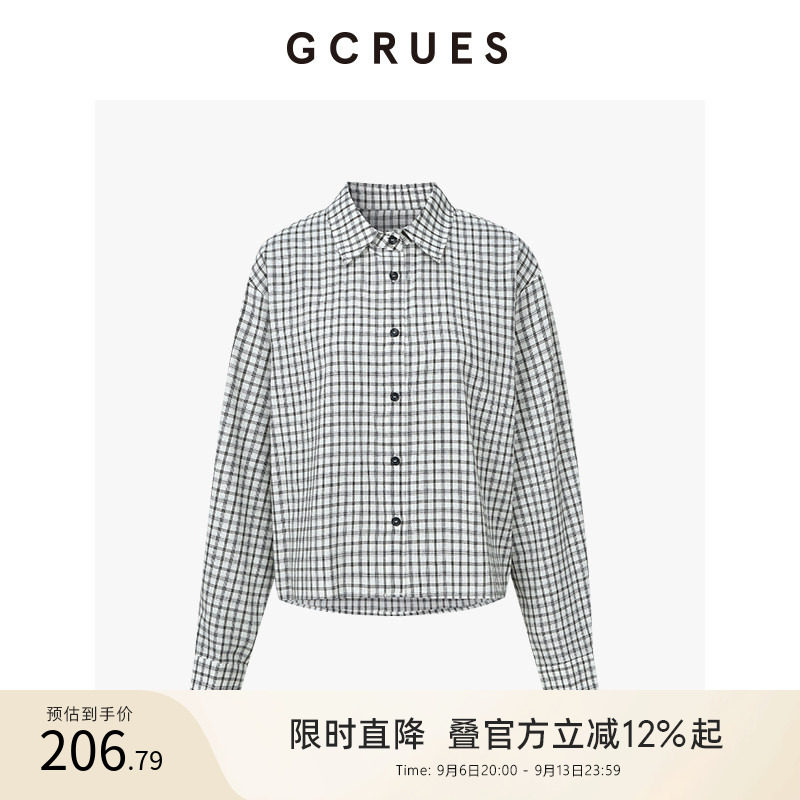 GCRUES百搭英伦风格子衬衫女春图片