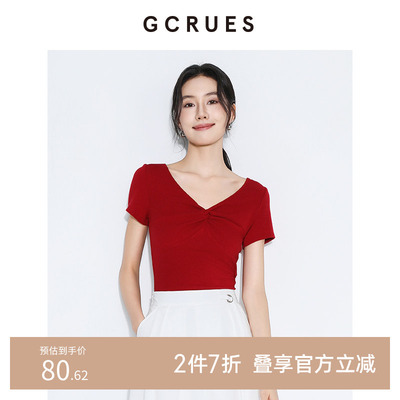GCRUES设计感扭结短袖女夏季