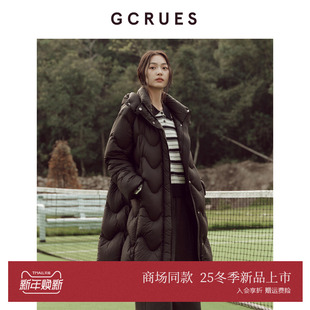 新品 白鸭绒羽绒服外套女冬季 G10D09A1662 黑色长款 GCRUES商场同款