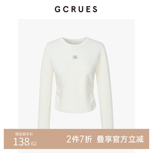 GCRUES抽褶百搭长袖T恤女春