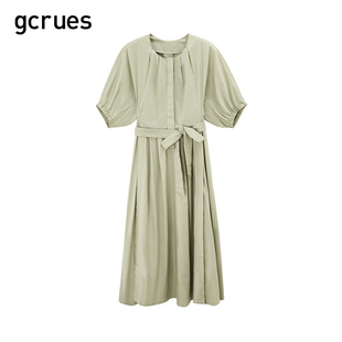 法式 gcrues宽松连衣裙2024新款 收腰显瘦气质中长款 女 韩版 裙子夏季