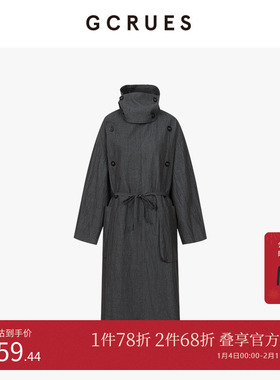 GCRUES商场同款廓形连帽风衣女中长款2025早秋新款 G08Q05A0752