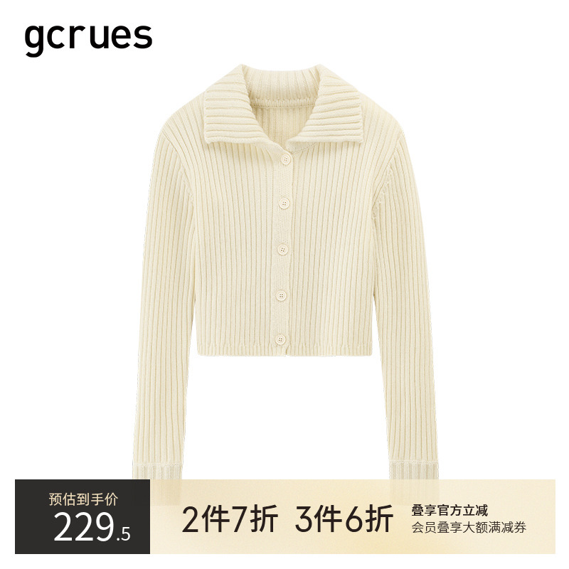 gcrues韩版时尚翻领毛衣