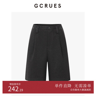 外穿 GCRUES商场同款 裤 女2025秋冬直筒西装 G11D02A0452 毛呢五分裤