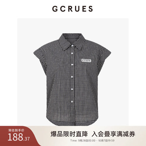 GCRUES复古格纹飞袖衬衫女秋季