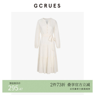 GCRUES商场同款 G07Q08A1662 简约绑带气质收腰连衣裙女春秋季