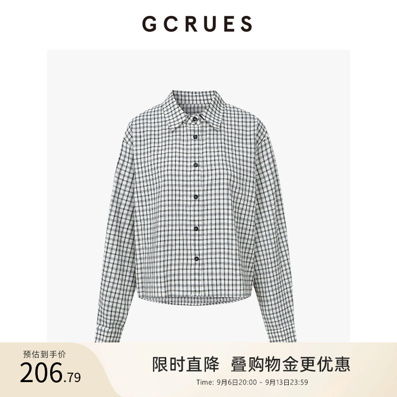 GCRUES百搭英伦风格子衬衫女春图片