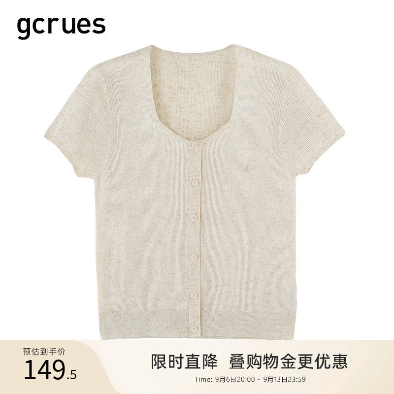 gcrues法式复古毛织上衣图片