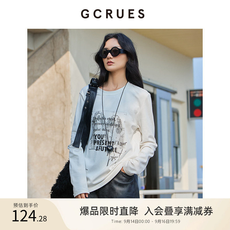 GCRUES圆领百搭印花长T恤图片