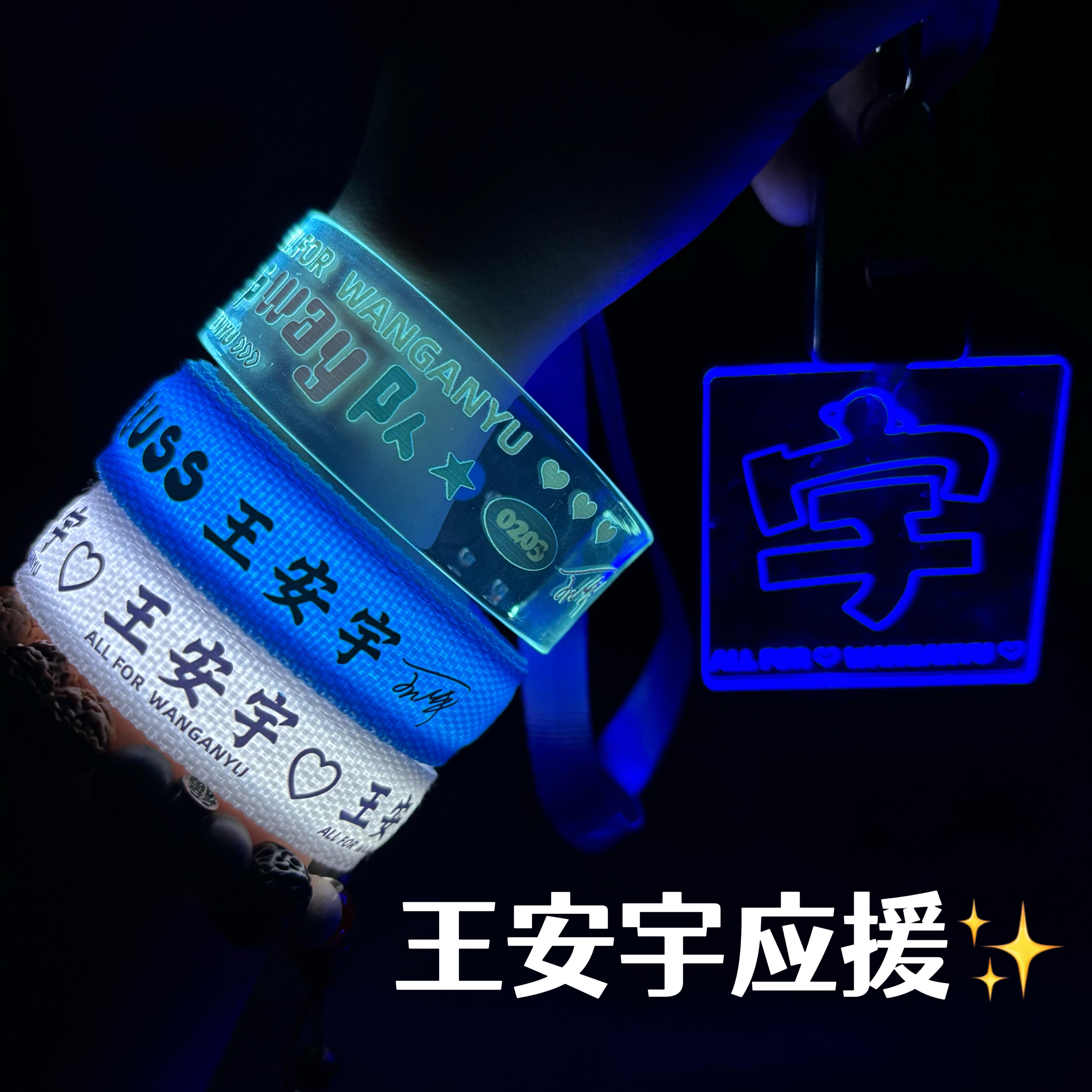 王安宇应援发光手环胸牌线下粉丝见面会开机应援助威荧光棒图片