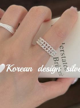韩版轻奢小众高级感指环 S925纯银ins风三层珠珠拼接戒指气质女款