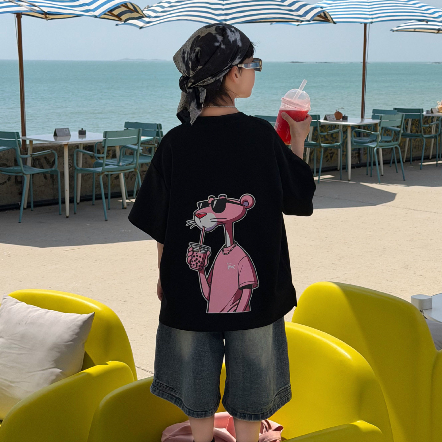 泰如2026夏季新款儿童时尚休闲卡通印花T恤男童韩版趣味短袖潮