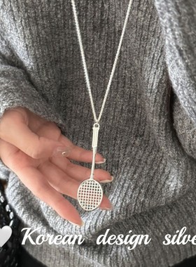 韩系个性小众设计毛衣链 S925纯银简约羽毛球拍长项链高级感ins风