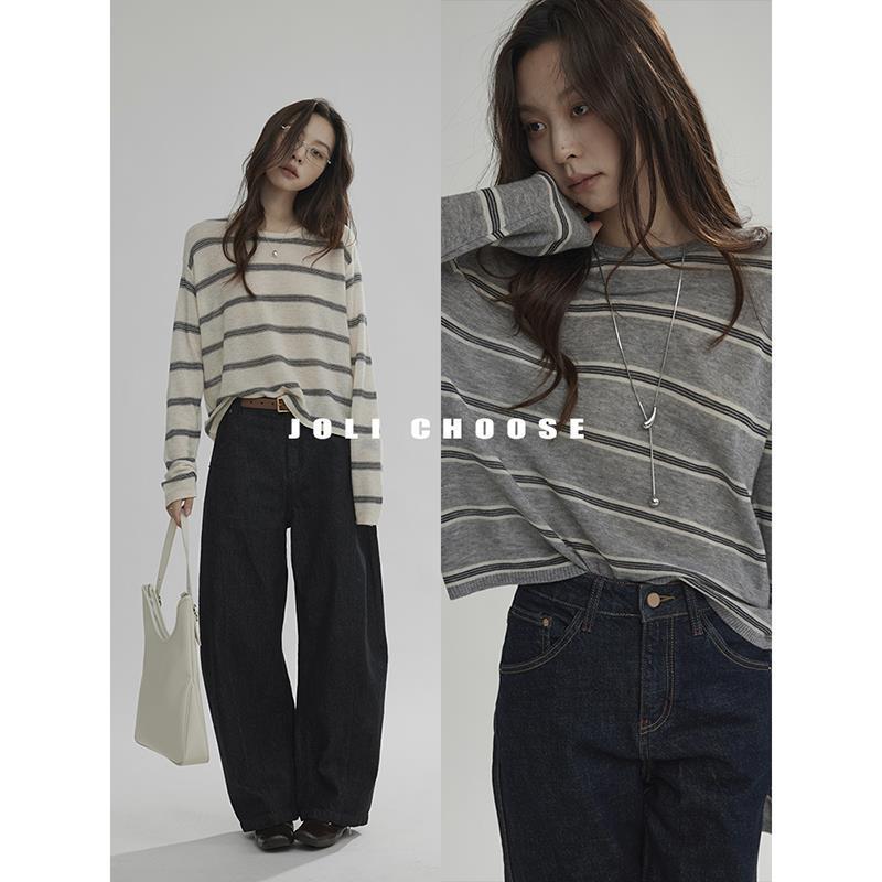 JoliChoose羊毛撞色条纹针织衫女
