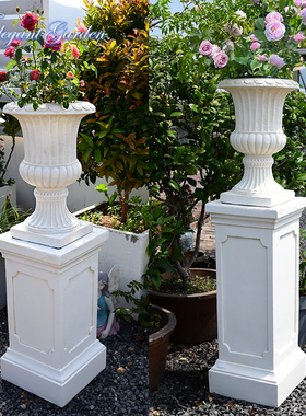 花园罗马柱高脚花盆户外庭院摆设欧美展示台架高婚庆装饰石膏底座
