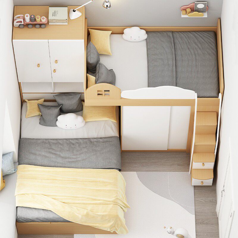 考拉森林北欧多功能高低子母床一体床小户型榻榻米组合床带书桌