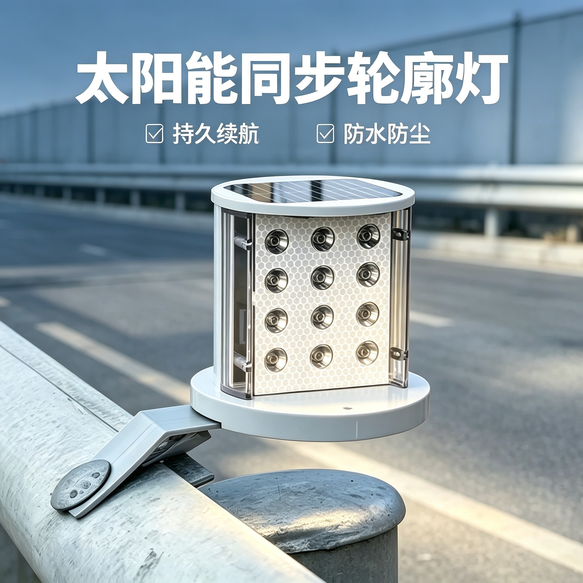 太阳能警示闪光灯同步频闪轮廓灯LED高速护栏路障灯隔离墩防雾灯