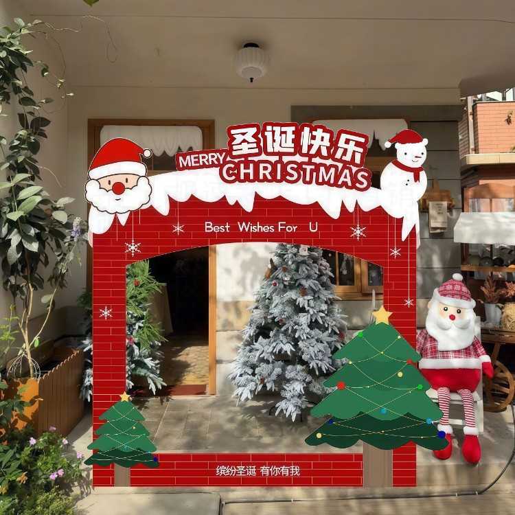 圣诞场景布置KT板迎宾牌气球