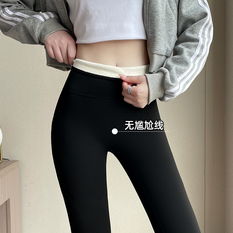 鲨鱼裤女外穿2025秋冬新款小个子收腹提臀大码胖mm黑色加绒打底裤