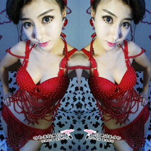 新款 舞台装夜场女DJ性感珍珠比基尼套装酒吧舞蹈秀DS演出服