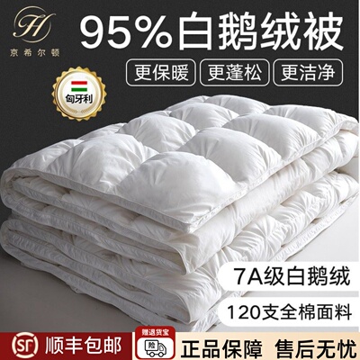 五星级酒店京希尔顿白鹅绒冬被羽绒春秋被子家用加厚保暖学生被芯
