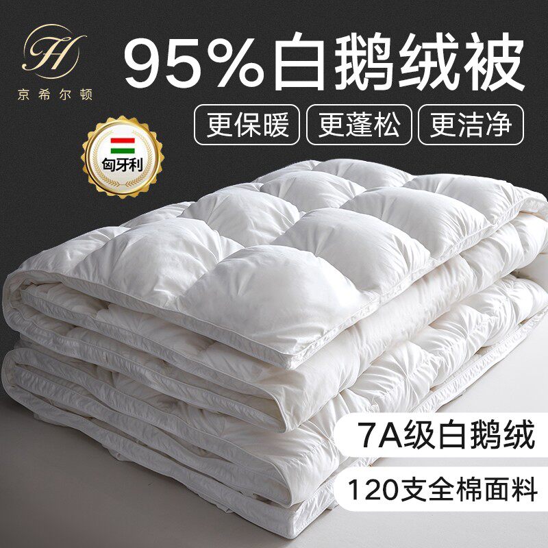 五星级酒店京希尔顿白鹅绒冬被羽绒春秋被子家用加厚保暖学生被芯