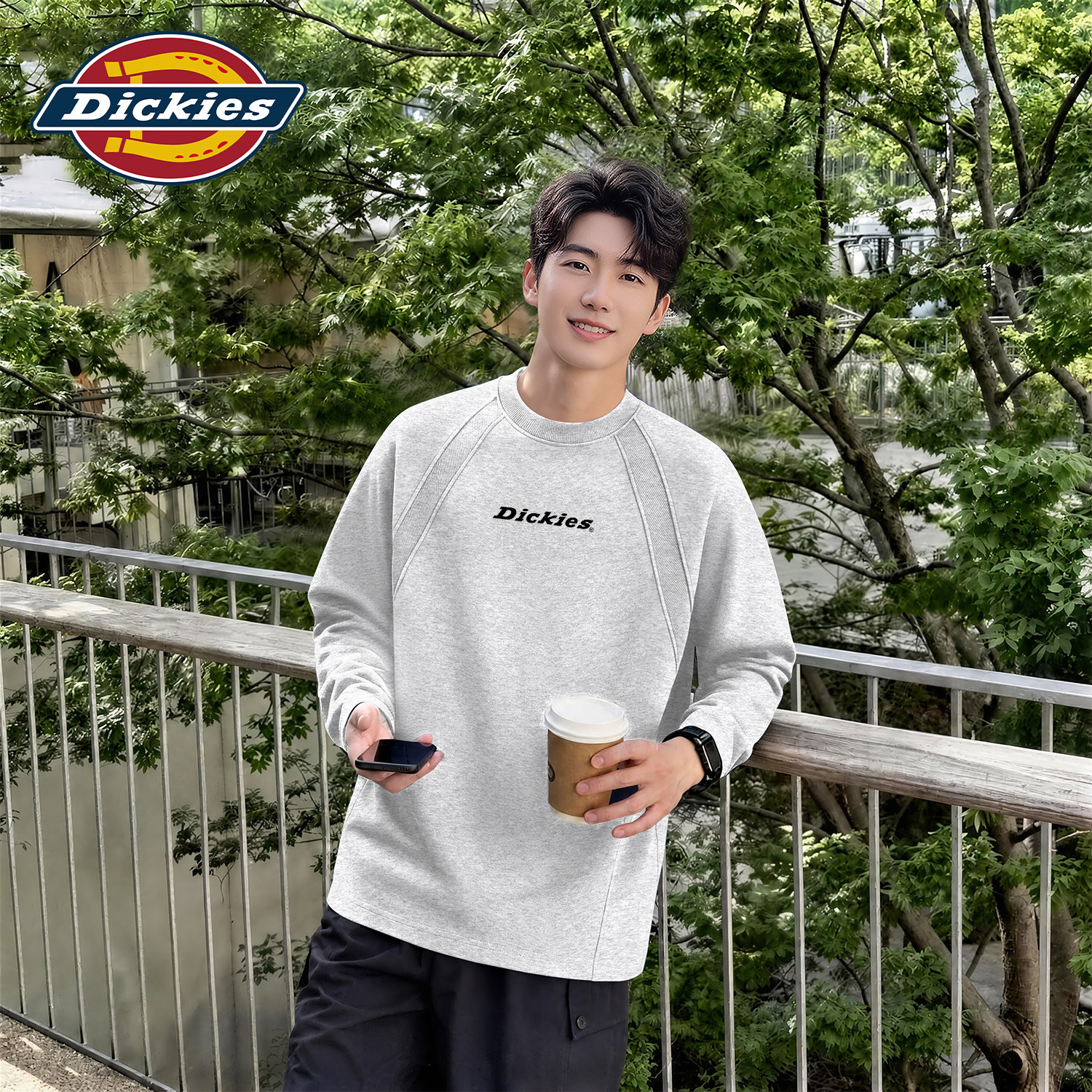 Dickies美式潮流长袖T恤男2026新款秋季圆领宽松舒适百搭流行上衣