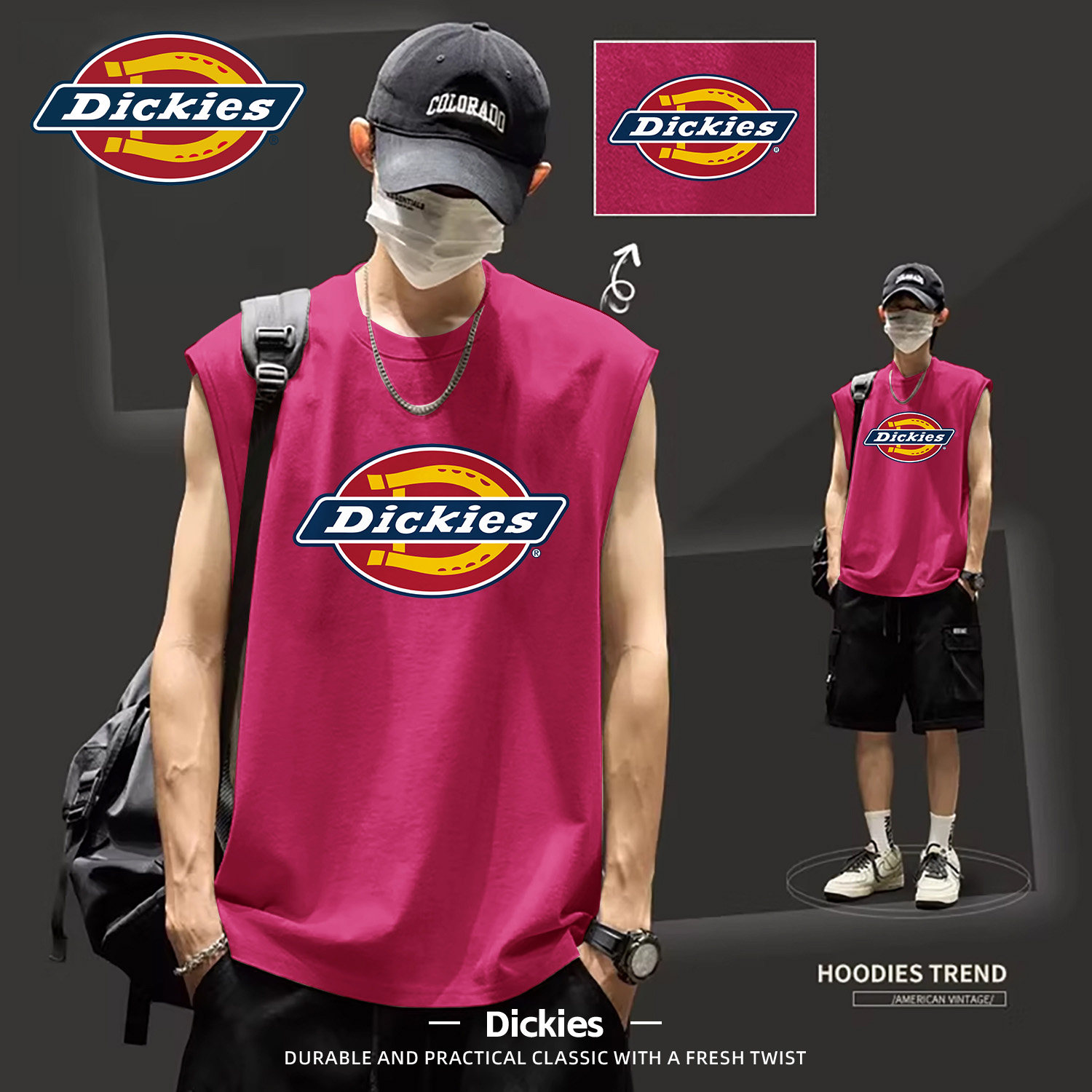 Dickies男生纯棉背心美式潮流休闲男夏季上衣宽松运动坎肩汗衫T恤