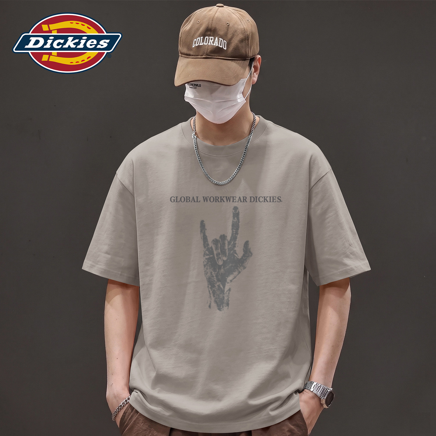 Dickies短袖T恤男2026夏季新款宽松印花圆领透气男士半袖男款上衣