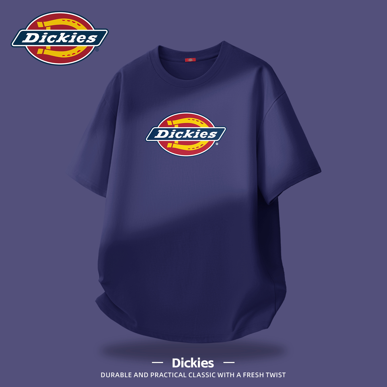 Dickies短袖T恤男款2026新款夏季青少年圆领上衣打底衫纯棉男半袖