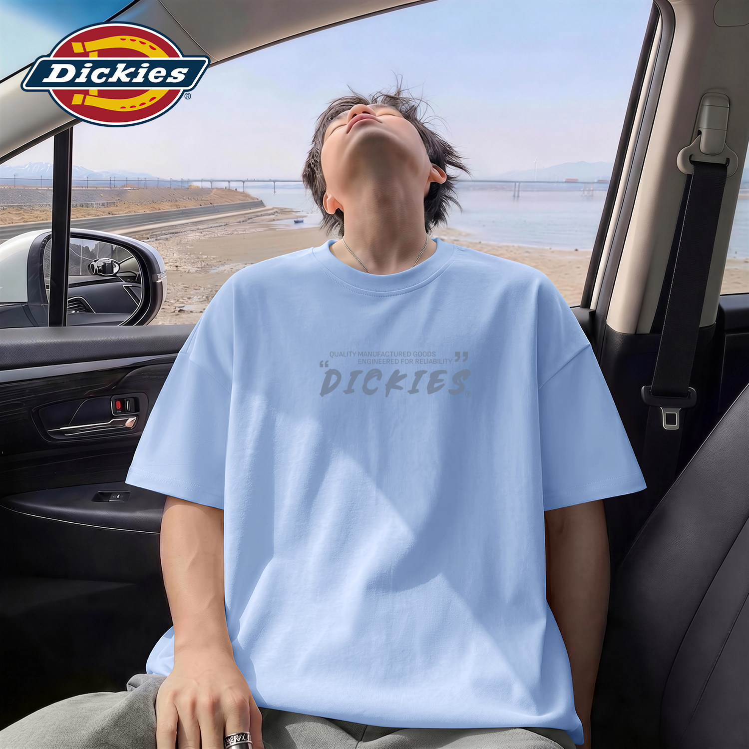 Dickies冰川蓝短袖T恤男青少年重磅宽松圆领学生五分半袖男士上衣