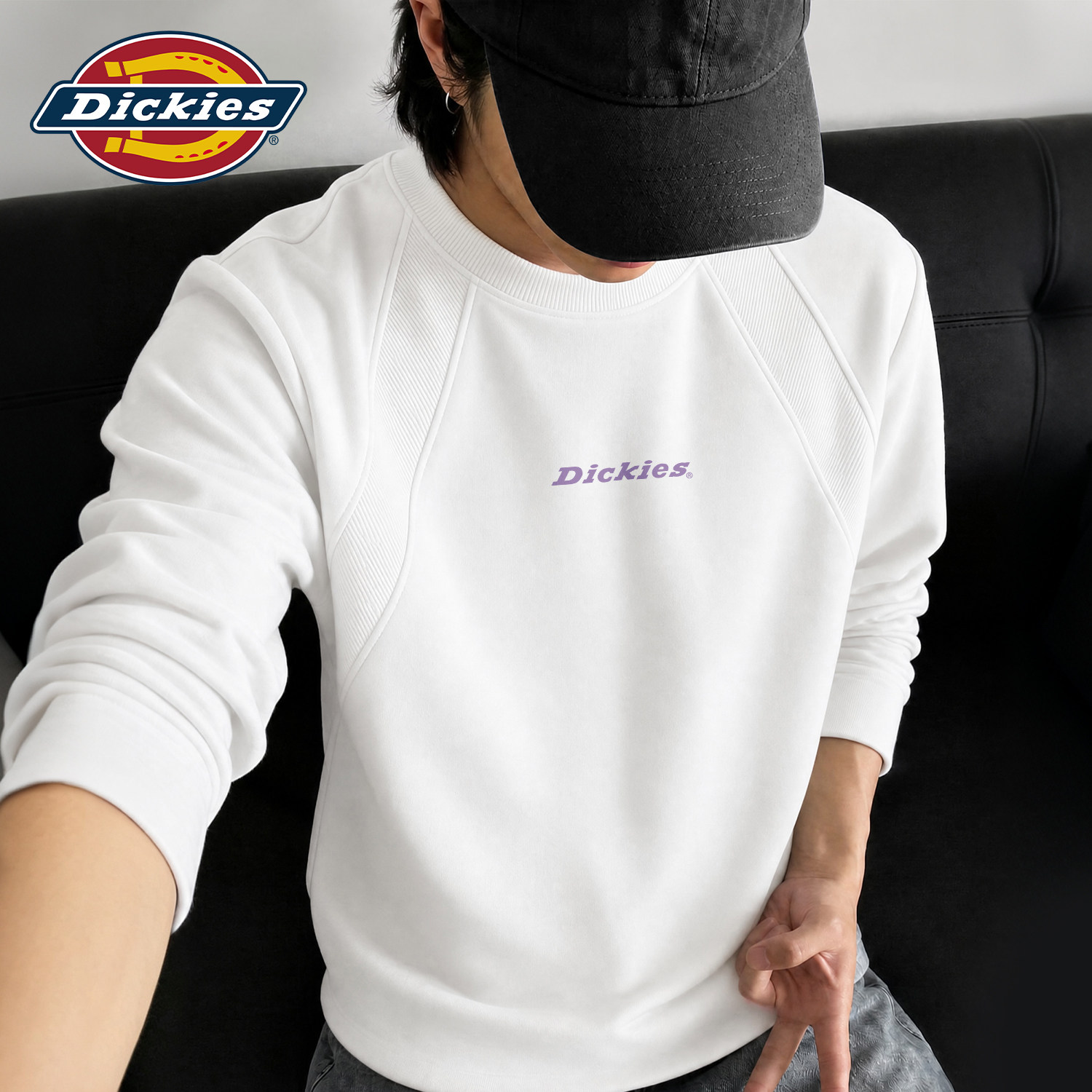 Dickies白色潮牌插肩长袖T恤男2026秋季新款解构上衣百搭套头衫男