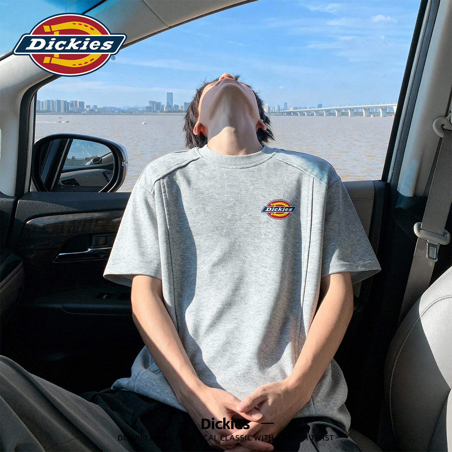 Dickies圆领短袖t恤男夏季拼接款解构上衣夏季新款青少年潮牌半袖