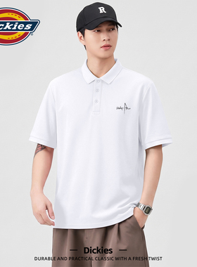 Dickies白色polo短袖男士夏季翻领t恤上衣耐磨透气青少年男生半袖