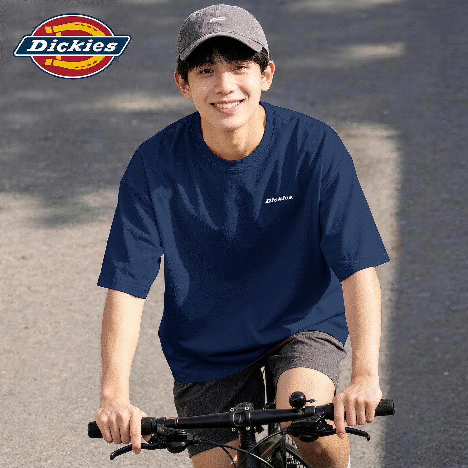 Dickies藏青色纯棉短袖T恤男款大码宽松2026新款夏季青少年半袖男